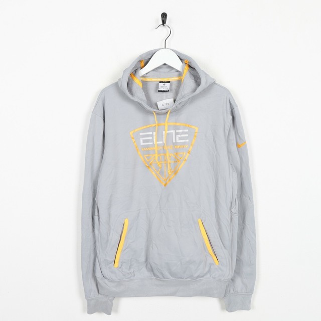 Vintage NIKE Elite Polyester Big Logo Hoodie Sweatshirt Grey Medium M | eBay