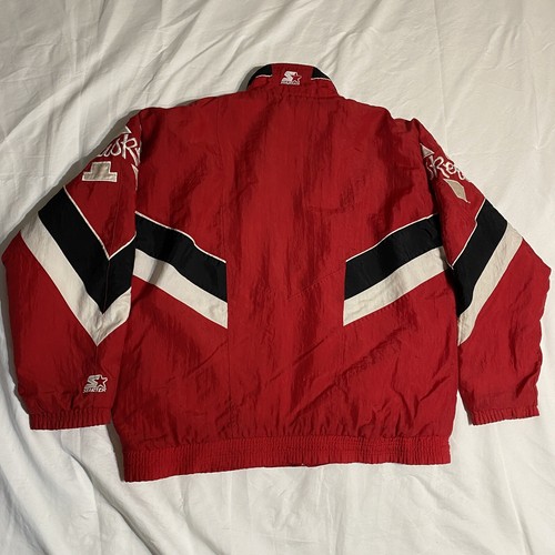 VTG Nebraska Huskers Starter Parka Jacket Sz L Red w/ Black Stripes Cornhuskers - Picture 7 of 7