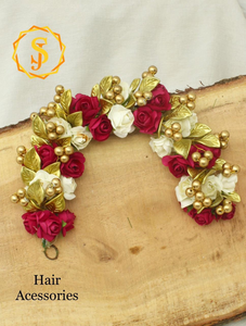 Indian Women 2 Hair Accessories Floral Jewelry For Bridal Bun Veni