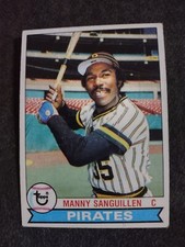 1979 Topps Manny Sanguillen Pittsburgh Pirates #447 CREASED Baseball Card