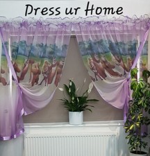 Kids Voile Net Curtain 300x150 cm – Bear/ Cartoon – Ready Made Purple