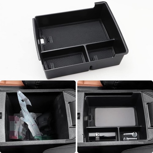 Plateau De Rangement Console Centrale Toyota Land Cruiser Prado 250 2024-2025 - ABS Noir, Tapis Antidérapant