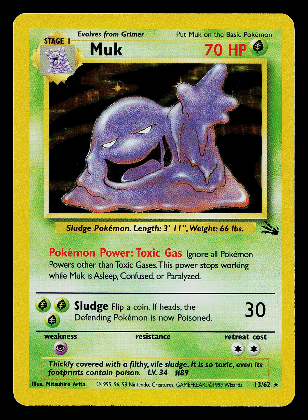 Pokemon Card -  Pokemon Card - Muk Fossil 13/62 Holo Rare