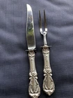 Burgundy Pattern- Reed & Barton Sterling Silver Carving Set 10"Knife  Gently Use