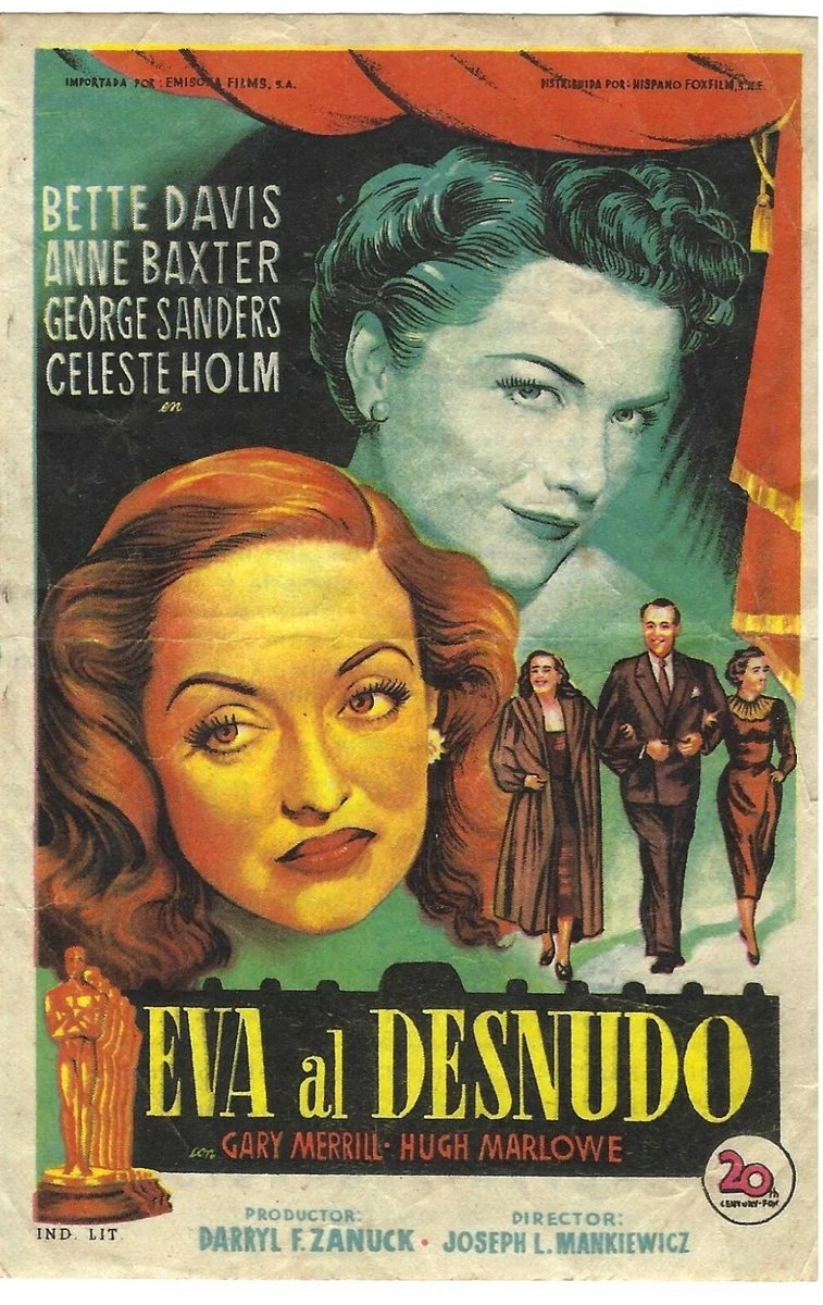 1951 ALL ABOUT EVE - EVA AL DESNUDO - MOVIE ADV BROCHURE - BETTE DAVIS &  OTHERS | eBay