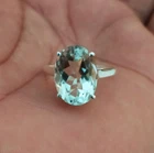 Elegant February Birthstone Ring-925 Solid Silver Green Amethyst Oval Cut Ring