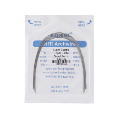 Fils Orthodontiques AZDENT Niti Super Élastiques - Forme Rectangulaire Nature, Lot De 10