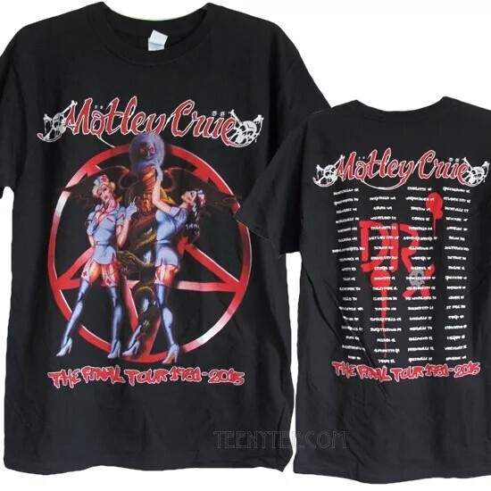 Motley Crue The Final Tour 2015 Black 2 Side Cotton T-shirt Unisex