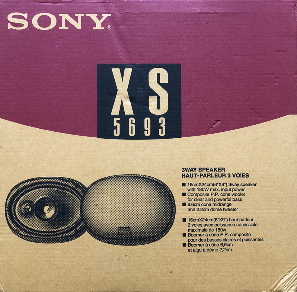 PAIR OF SONY XS-5693 180W 3 WAY CAR SPEAKERS BLACK 16CM X 24CM