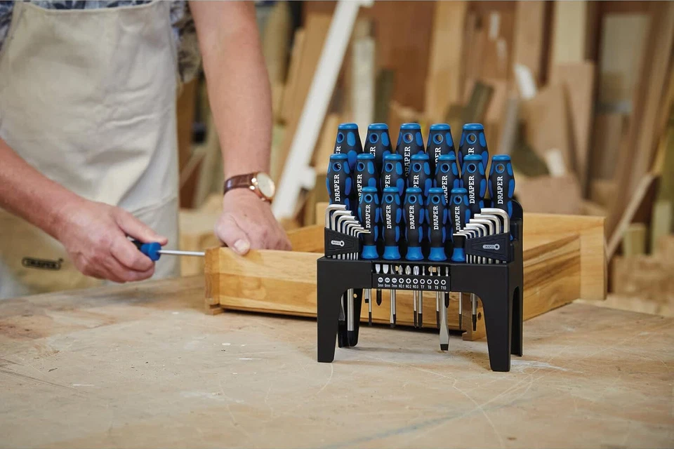 Draper 81294 Screwdriver Hex Allen Keys & Bits Set Stand Plain Cross Pozi 44pc - Image 4 of 4