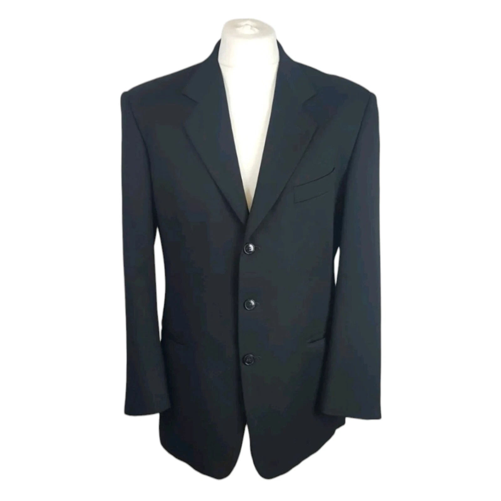 Barneys New York Mens Blazer Jacket Black Chest 40 Wool 3 Button Italian Made