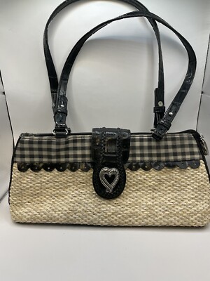 MC Marc Chantel Basket weave And Plaid Shoulder Bag Purse