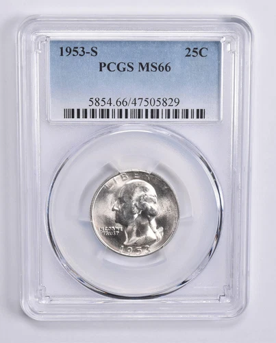 MS66 1953-S Washington Quarter 25c PCGS Blue Lbl