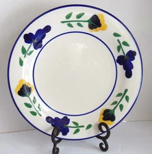 DANSK San Nicolo Dinner Plates 10 3/4" Blue Yellow Floral Indonesia NICE