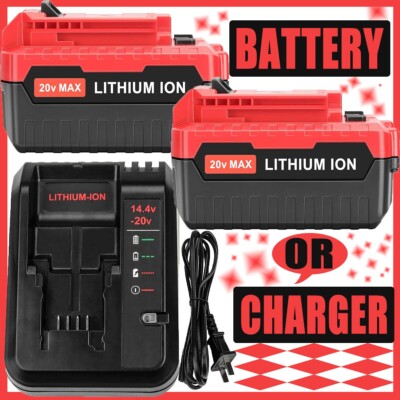1/2Pack 6.0Ah Battery/Charger Replacement for Porter Cable 20V PCC680L PCC681L
