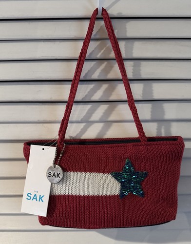 The Sak Small 2 Handles Bag Shooting Star Crochet Purse Patriotic New w/ Tag