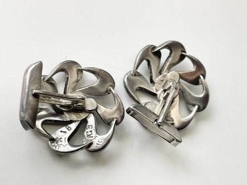 Vintage Mexican Silver Sterling Inlaid Turquoise Cufflinks Large 1” Hallmarked - Picture 8 of 11