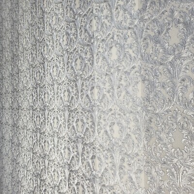 Wallpaper striped Victorian damask white gray silver metallic stripes Textured