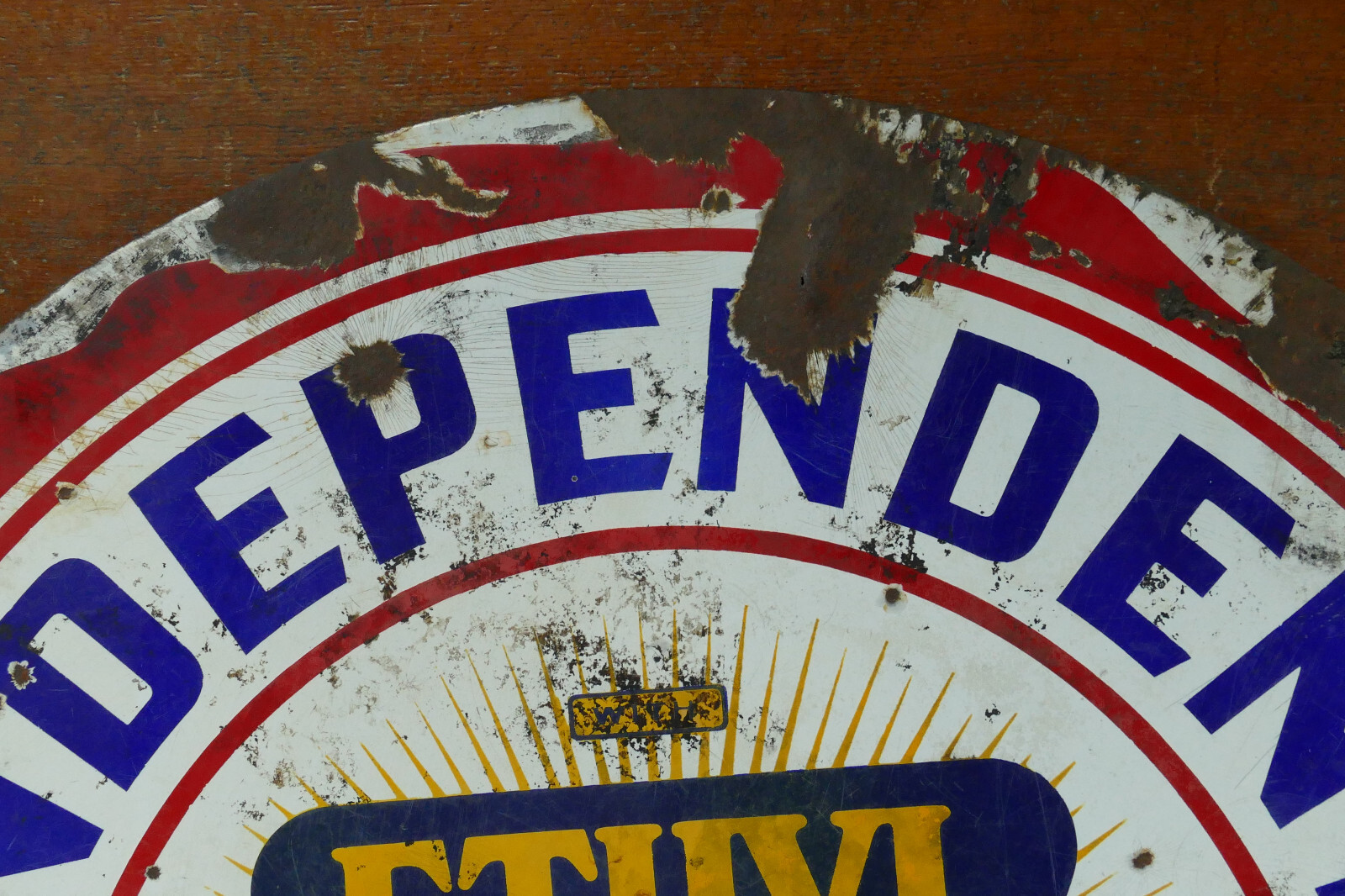 Independent Maker Sign Vintage Original Independent ETHYL Gasoline Double Sided Porcelain Sign ...