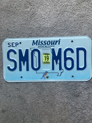 2019 Missouri License Plate - SM0 M6D - Nice!