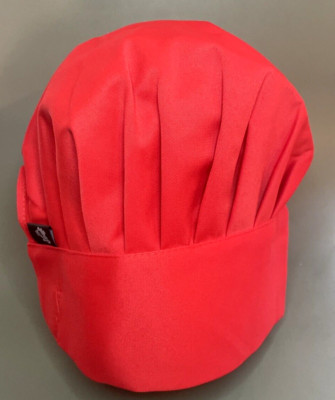 Chef Hat Baker Cook Food Prep Kitchen Professional Catering Cap Round Unisex Red