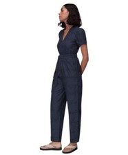 Whistles Blue Zoe Eyelet Short Sleeve Jumpsuit sz 2  279