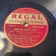 Billy Cotton 78 Record Super Rag Medley Part 1&2 10” MR 2389