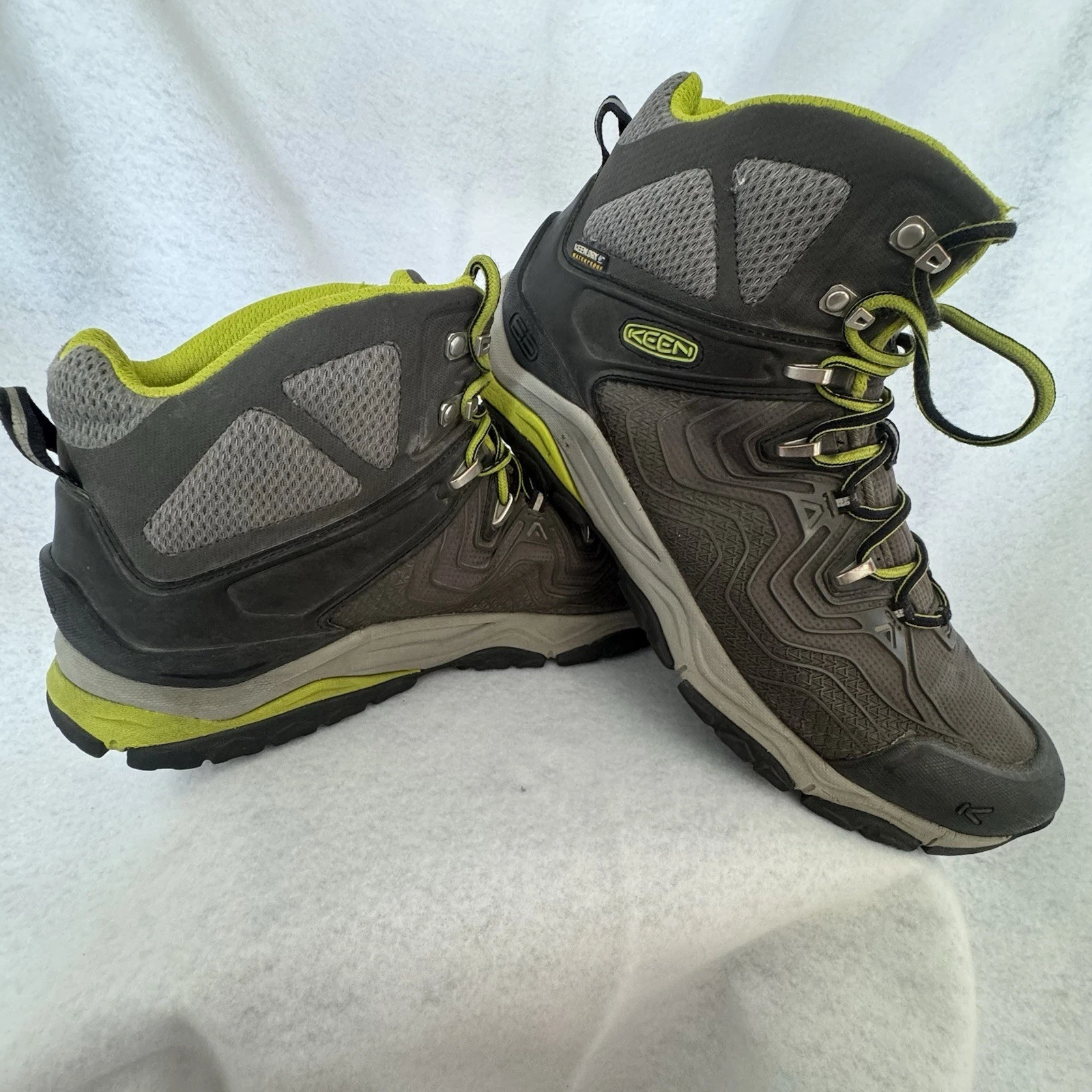 Keen Mens Aphlex Hiking Mid Boots Size 14 Waterproof Gray Neon Green Lace Up