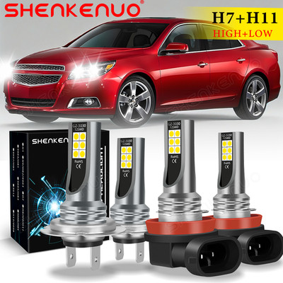 For Malibu 2013-2015 4X H7 H11 Combo LED Headlight High&Low Beam Bulbs Kit 6500K