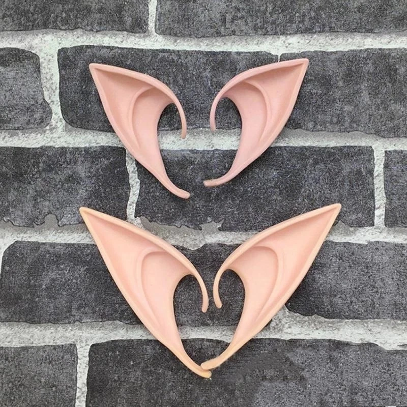 Pair Elf Ears Rubber Latex Prosthetic Tips Angel Pixie Fairy Adult Kid Cosplay - Image 2 of 4