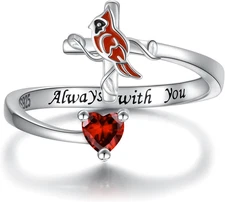 Sterling Silver Cardinal Cross Jewelry Set for Women: Earrings, Ring, Necklace