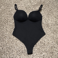 SKIMS Women s Ultimate Body Push Up Thong Shapewear Bodysuit Black Size Large