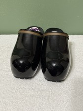 RARE 70s Famolare Amsterdam Black Clogs Fiberglass. Size 10. Made In Italy