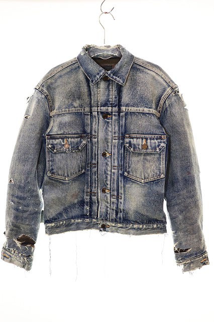 Giacca denim Saint Laurent Paris 21Aw Destroy Xs 664366 Ye957 danneggiata fabbricata