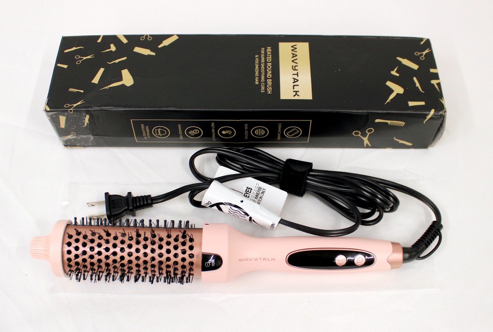 Wavytalk Blowout Boost Ionic Heated Thermal Brush NO CLIPS OR MANUAL - Pink