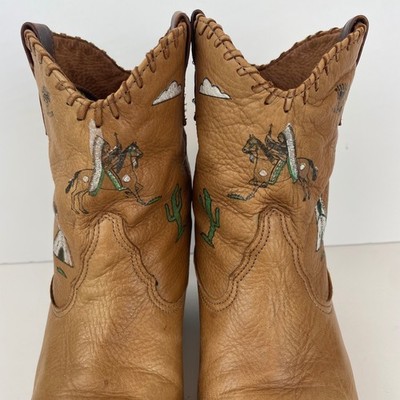 Vintage Zodiac Frontier Hand Painted Deerskin leather cowboy boots