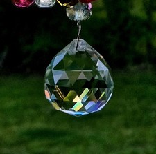 NWOT Gorgeous Ball Shaped Faceted Cut Crystal Ball w/Wire Hanger