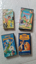 VHS Videocassette originali Disney Peter Pan Lilli Vagabondo Bambi 1998 1992