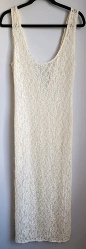 UNDERCOVER Abito smanicato Victoria's Secret taglia M etichetta oro elasticizzato pizzo trasparente spacco laterale