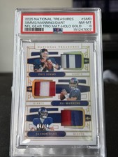 National Treasures 2025 NFL Gear Trio Holo Gold Simms Manning Dart /10 PSA 8 NYG