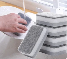 10/20/30pcs Double-Sided Sponge Wipe Gray Kitchen Cleaning Scouring Pad - NEW