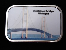 PL27122 NOS REALLY NICE  MACKINAC BRIDGE MICHIGAN  COMMEMORATIVE BELT BUCKLE