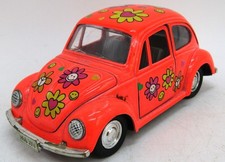 Vintage 1967 Orange Volkswagen Beetle Die-cast Flower Power Car.
