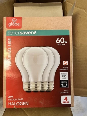 Lot Of 4- Globe Electric 60w Lightbulbs Energy Saver