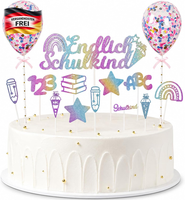 Tortendeko Einschulung Kinder Glitzer Cake Topper Schulstart Dekoration
