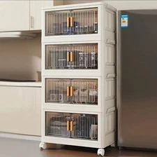 23QT Stackable Storage Bins with Lids -Folding Storage Box with Doors and Wheels