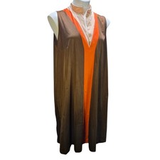 Vintage 60s Vanity Fair Colorblock Nightgown Brown Orange MCM Size Medium