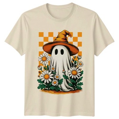 Geist Hexe Hut Gänseblümchen Halloween Herren T-Shirt Damen Grafik Tee