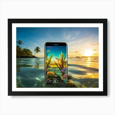 Ein lebendiges futuristisches Wasserkreat gerahmtes Wandbild Poster Leinwanddruck Bild