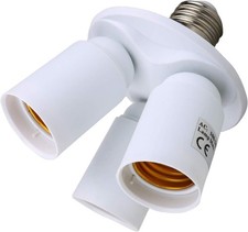 3 in 1 E26 E27 Light Bulb Socket Splitter Adapter, Standard LED Bulb Base Con...